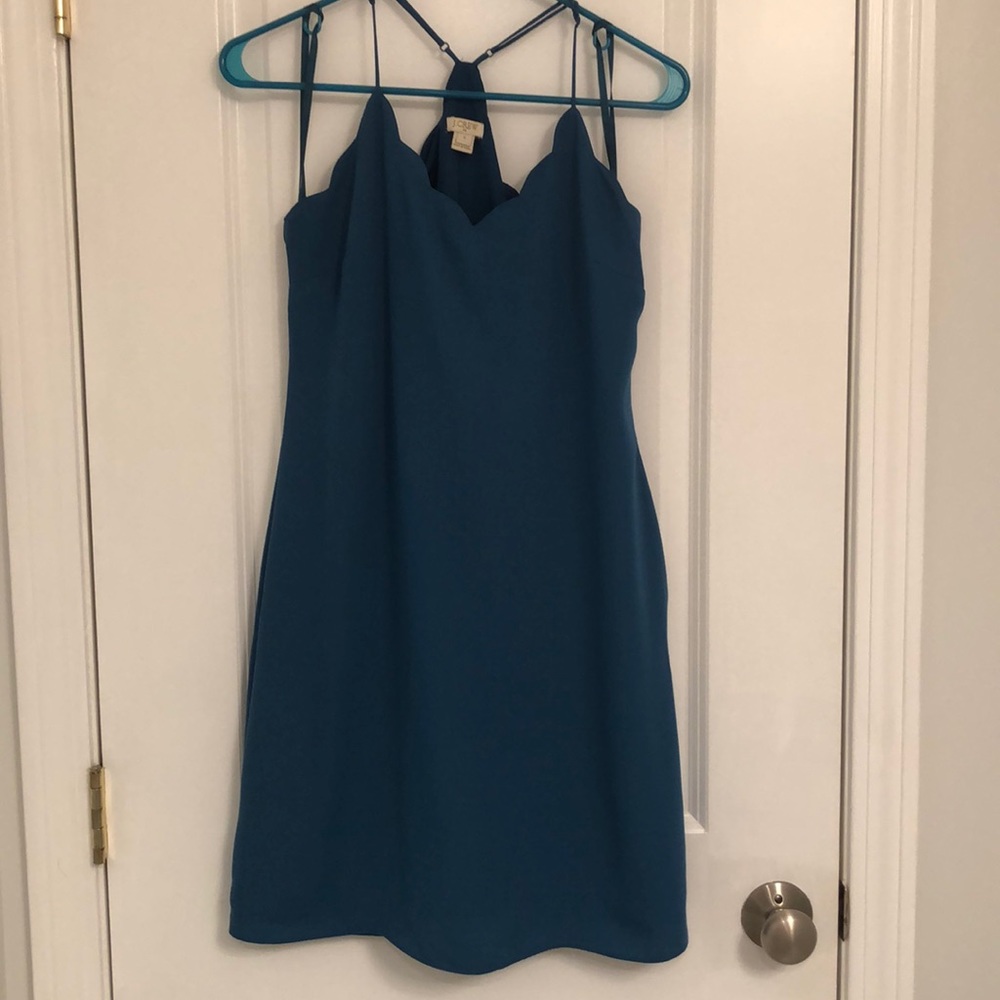 J Crew Women’s Teal Scalloped Shift dress size 0